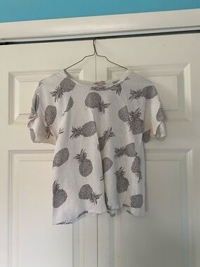 Casual Pineapple Print Women's Top - White